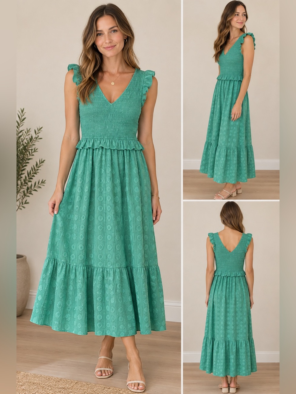 Women’s Teal Maxi Skirt with Ruffle Waist